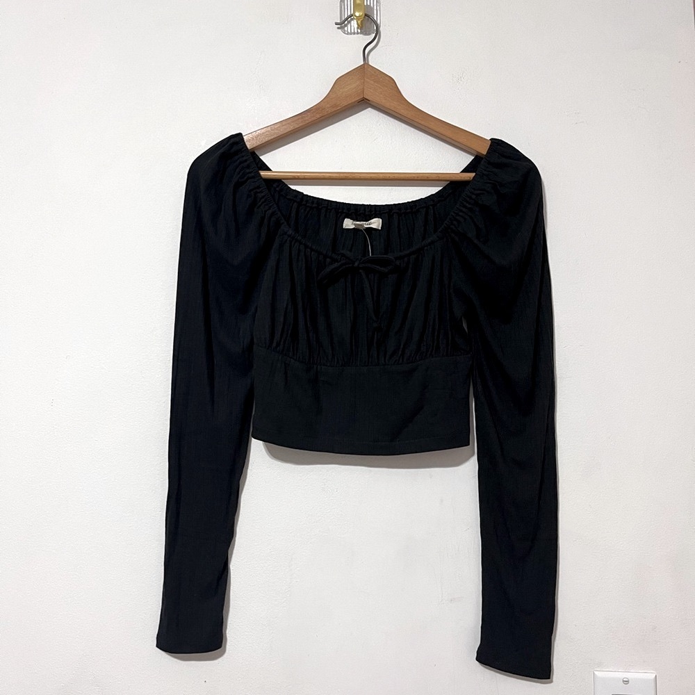 Madewell Ribbed Square-Neck Long-Sleeve Top M - Picture 2 of 10